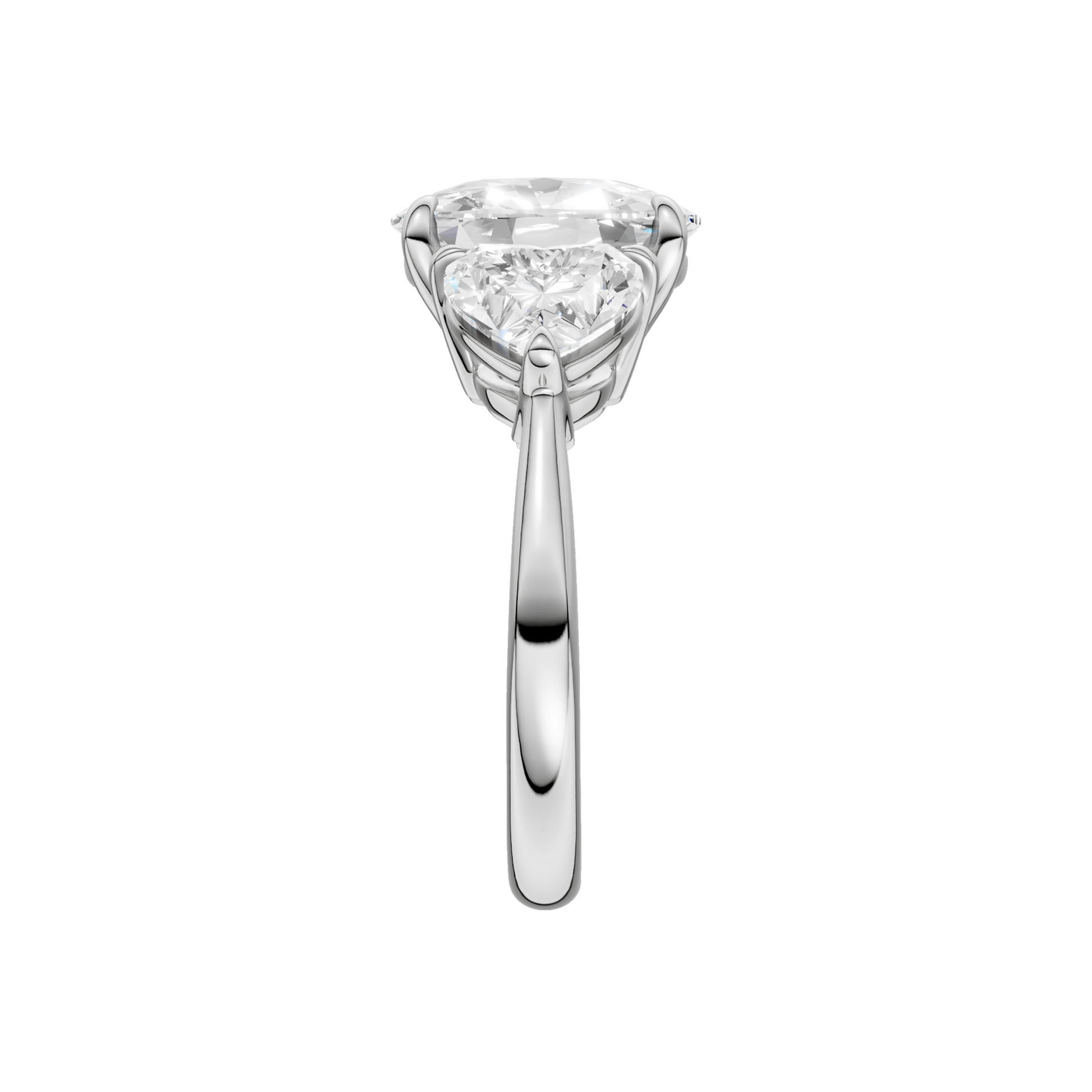 3-Stone Engagement Ring(Elongated Cushion+Heart)
