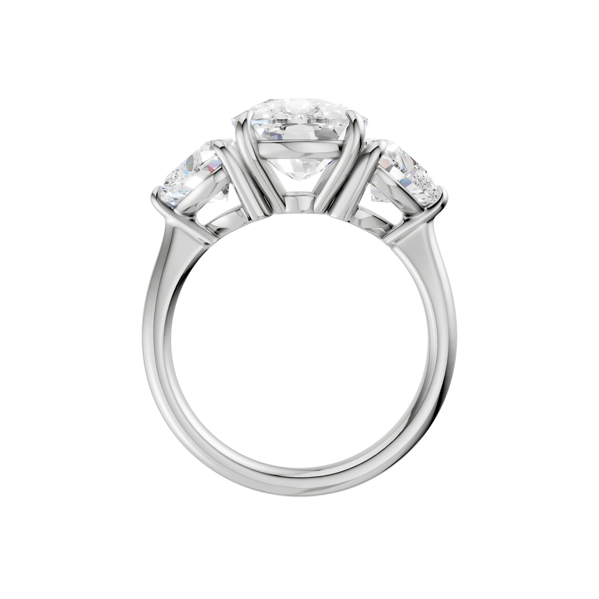 3-Stone Engagement Ring(Elongated Cushion+Heart)