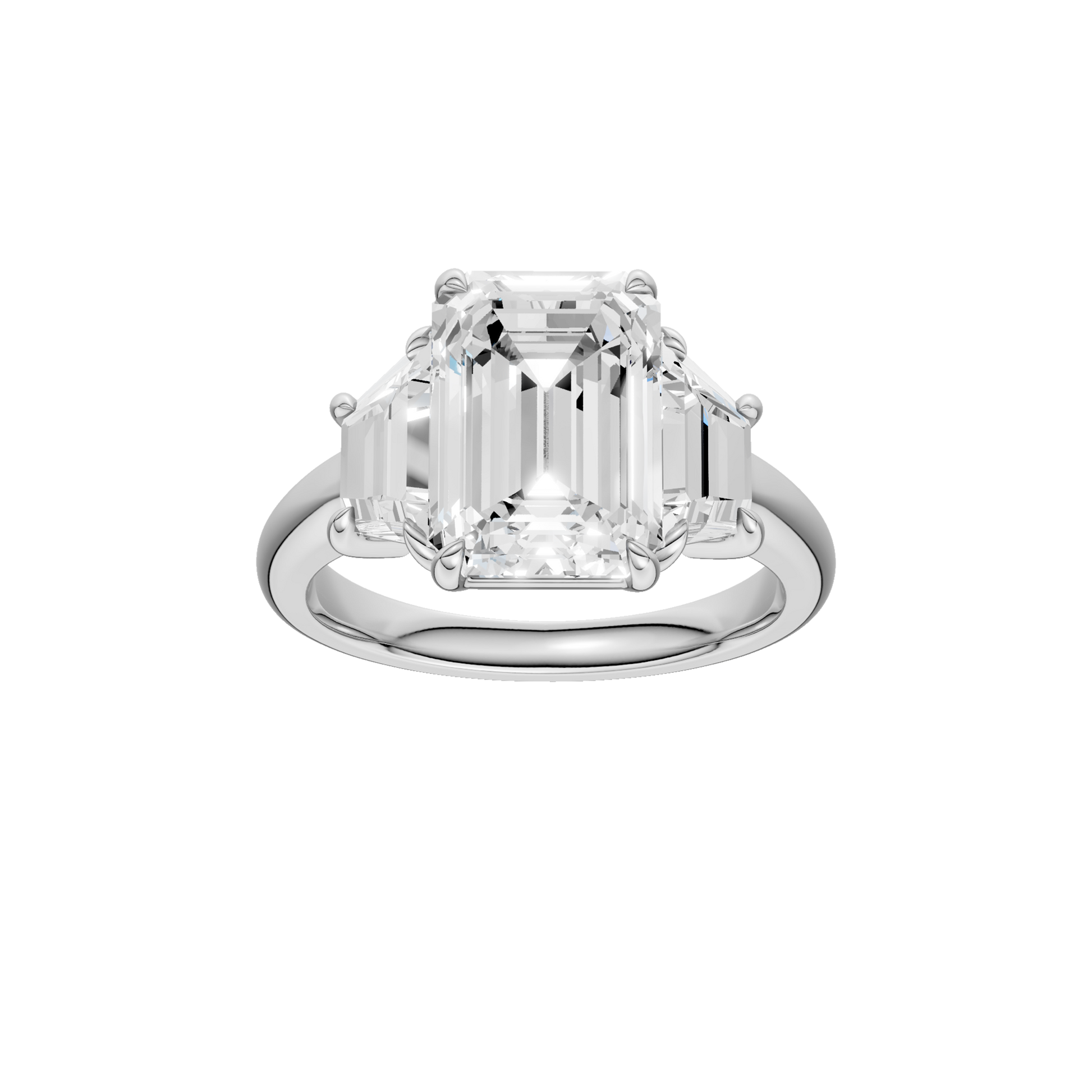 3-Stone Engagement Ring(Emerald+Trapezoid)