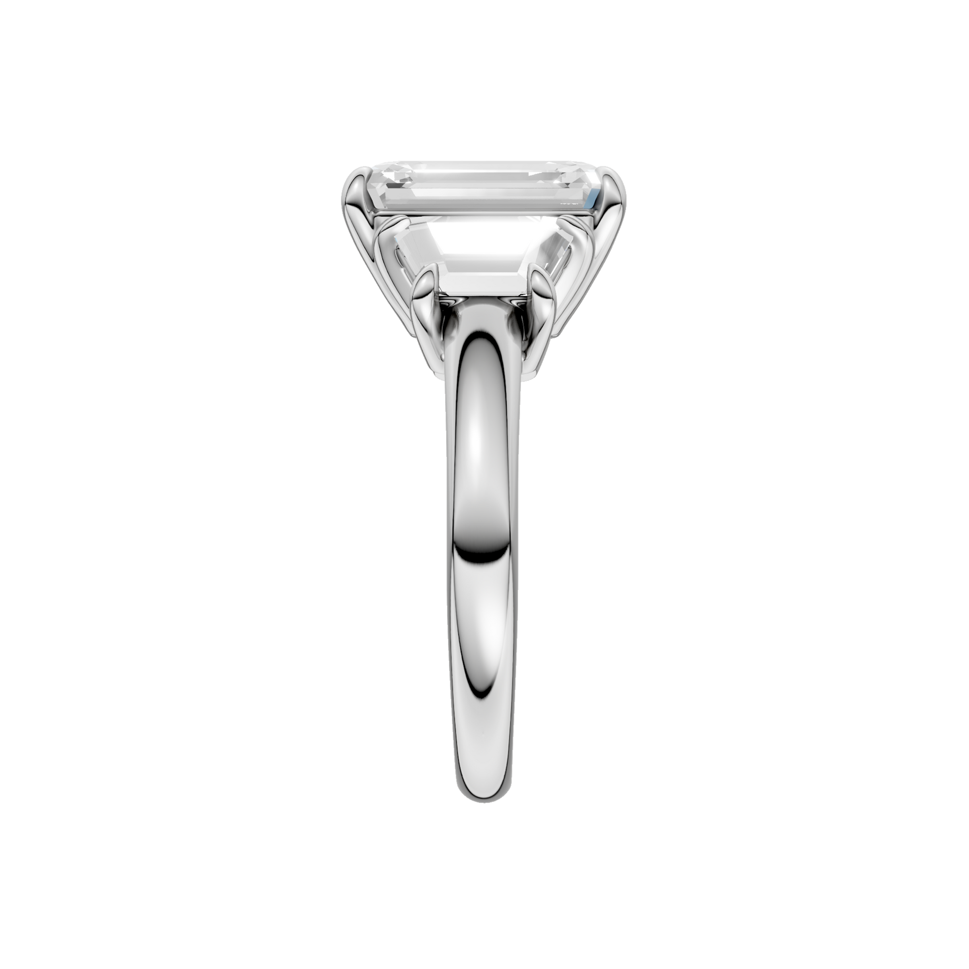 3-Stone Engagement Ring(Emerald+Trapezoid)