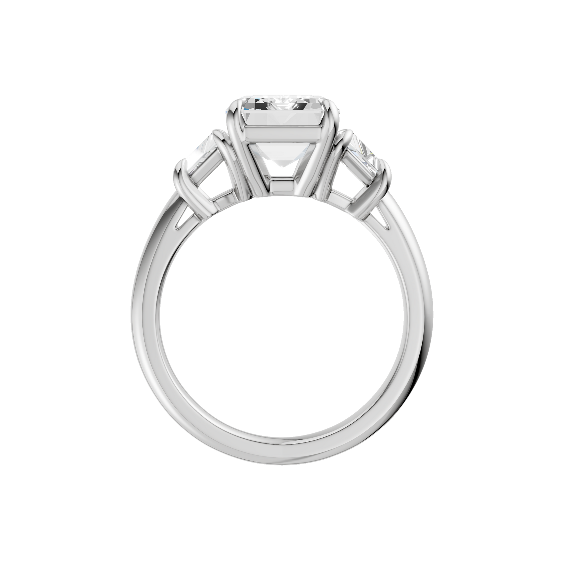 3-Stone Engagement Ring(Emerald+Trapezoid)