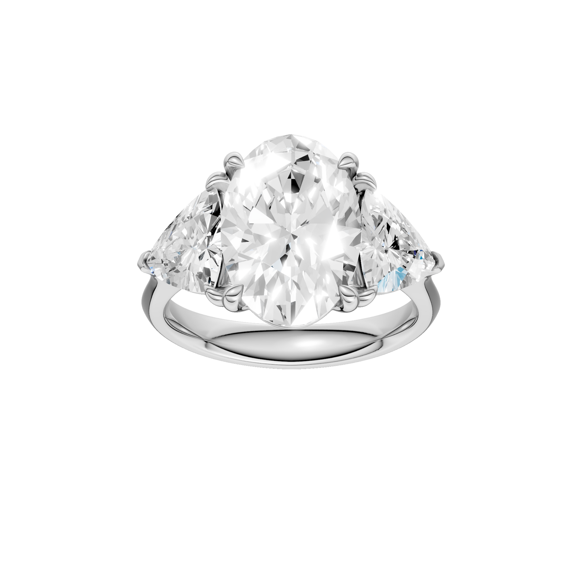 3-Stone Engagement Ring(Oval+Triangle)