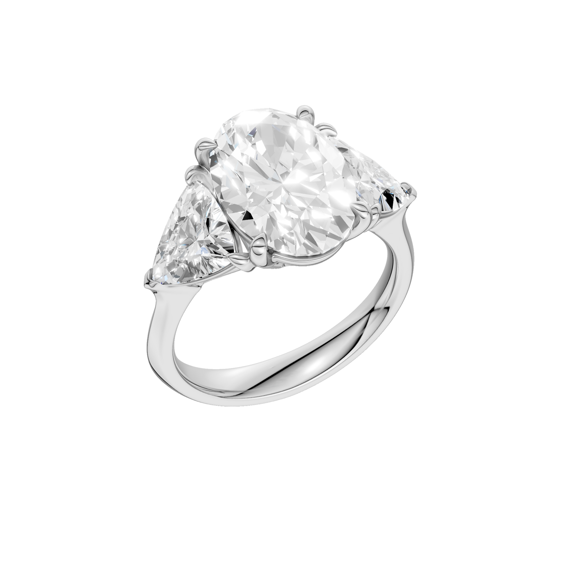 3-Stone Engagement Ring(Oval+Triangle)