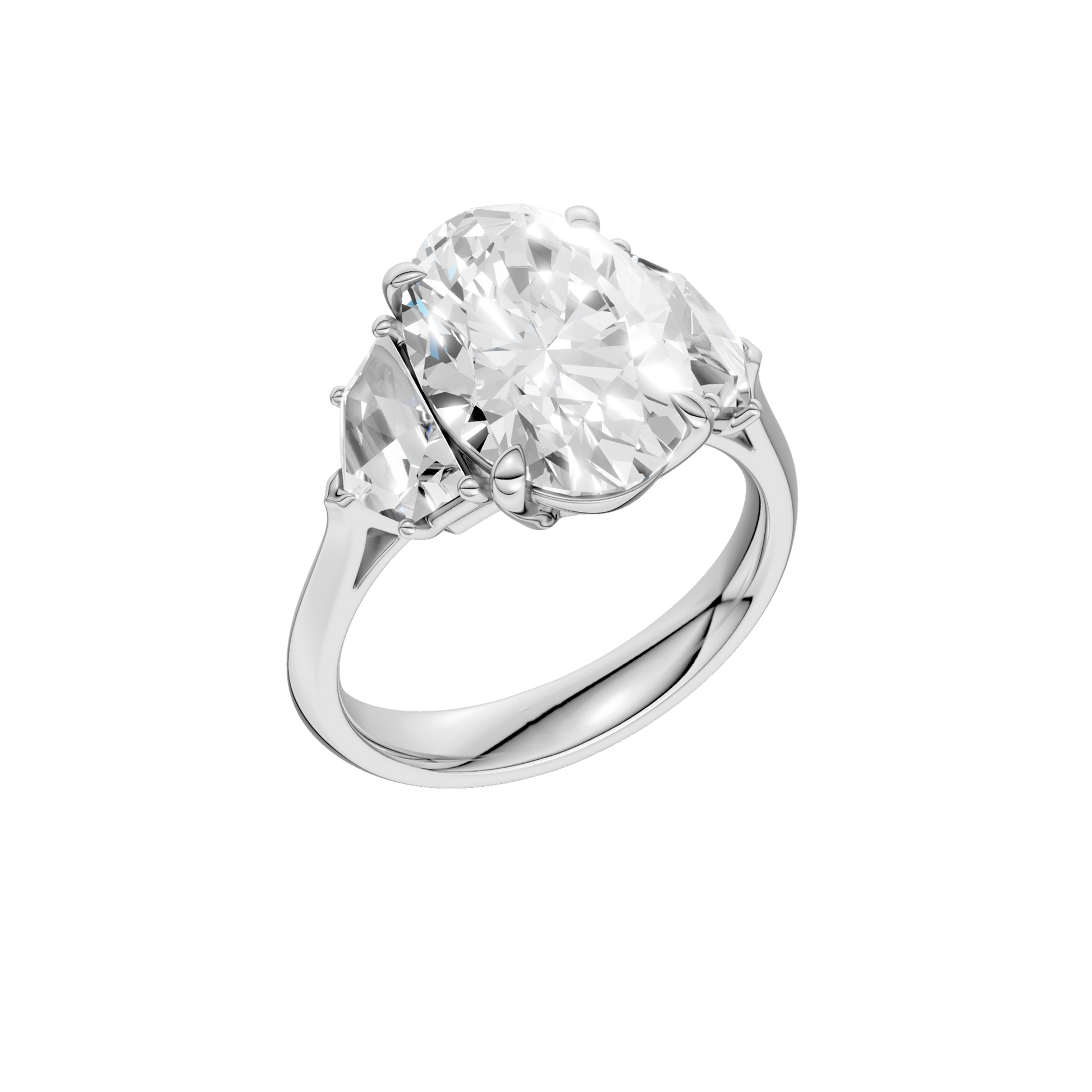 3-Stone Engagement Ring(Oval+Epaulette)