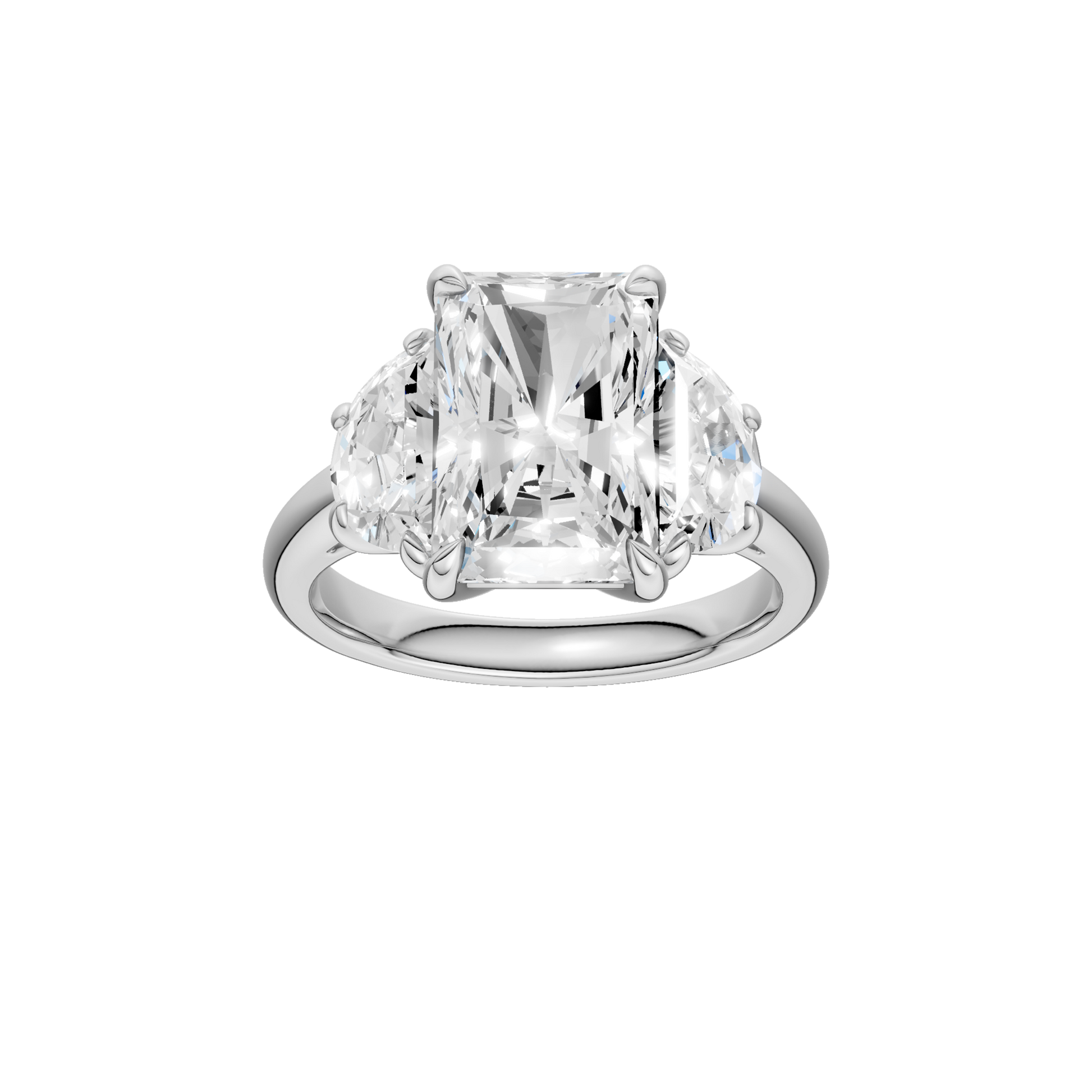 3-Stone Engagement Ring(Radiant+Half Moon)