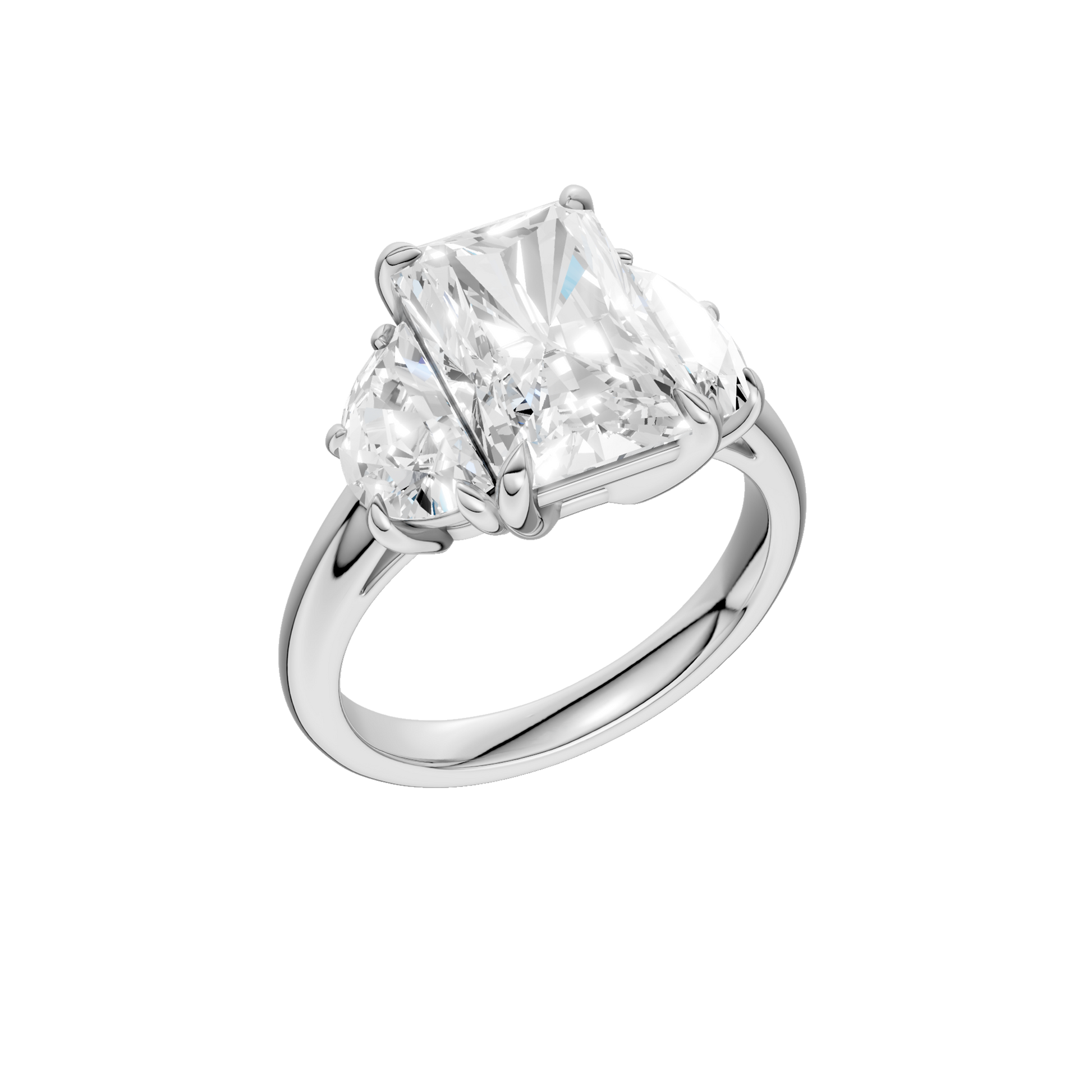 3-Stone Engagement Ring(Radiant+Half Moon)