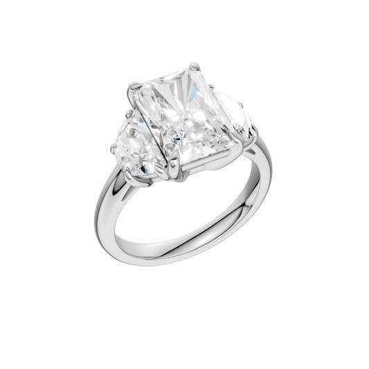 3-Stone Engagement Ring(Radiant+Half Moon)