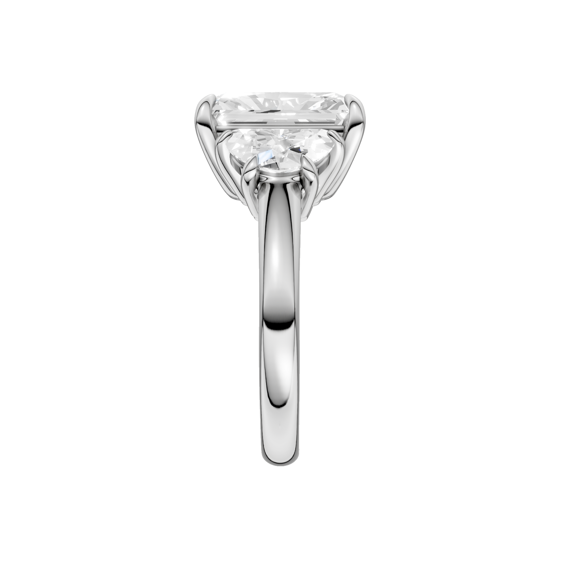 3-Stone Engagement Ring(Radiant+Half Moon)