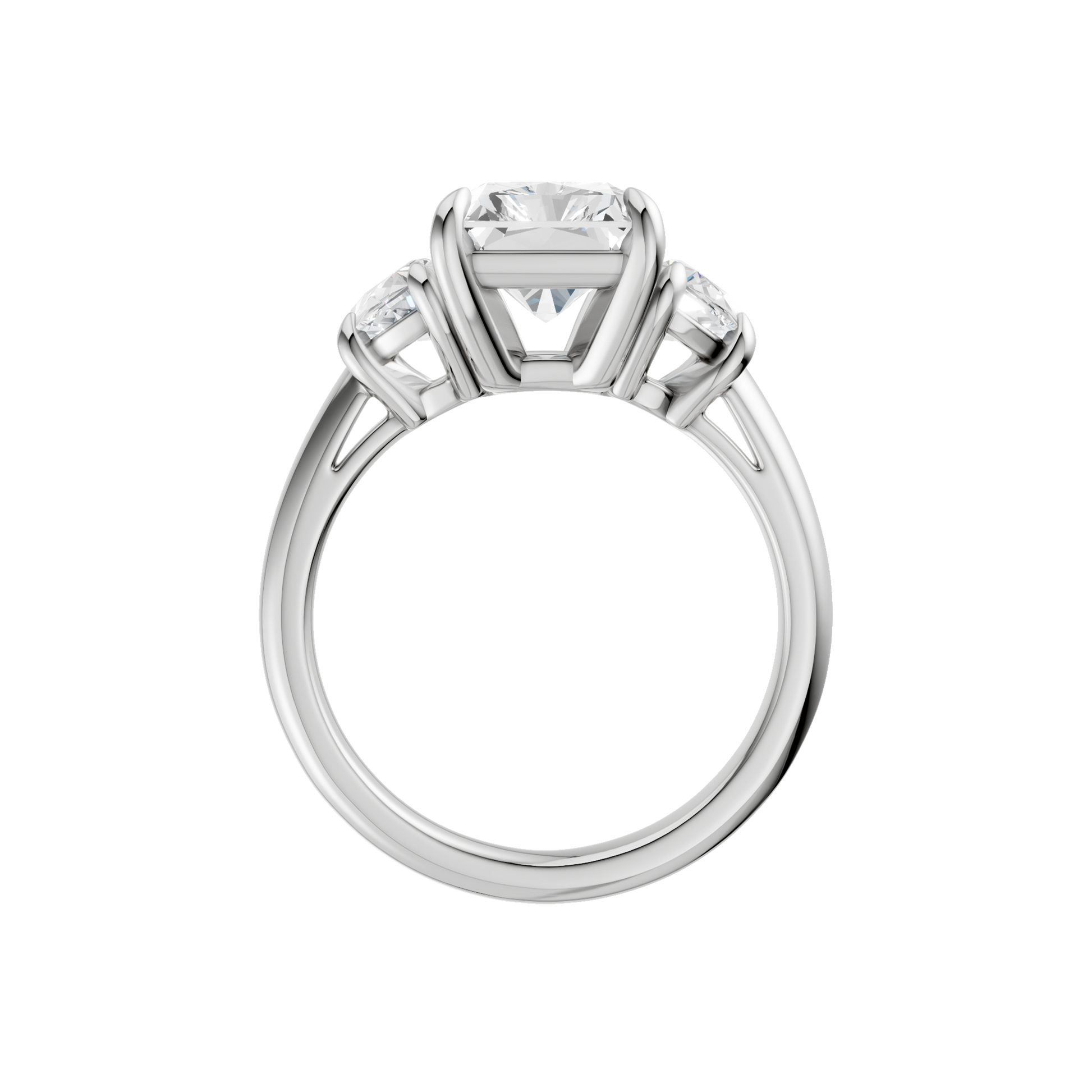 3-Stone Engagement Ring(Radiant+Half Moon)