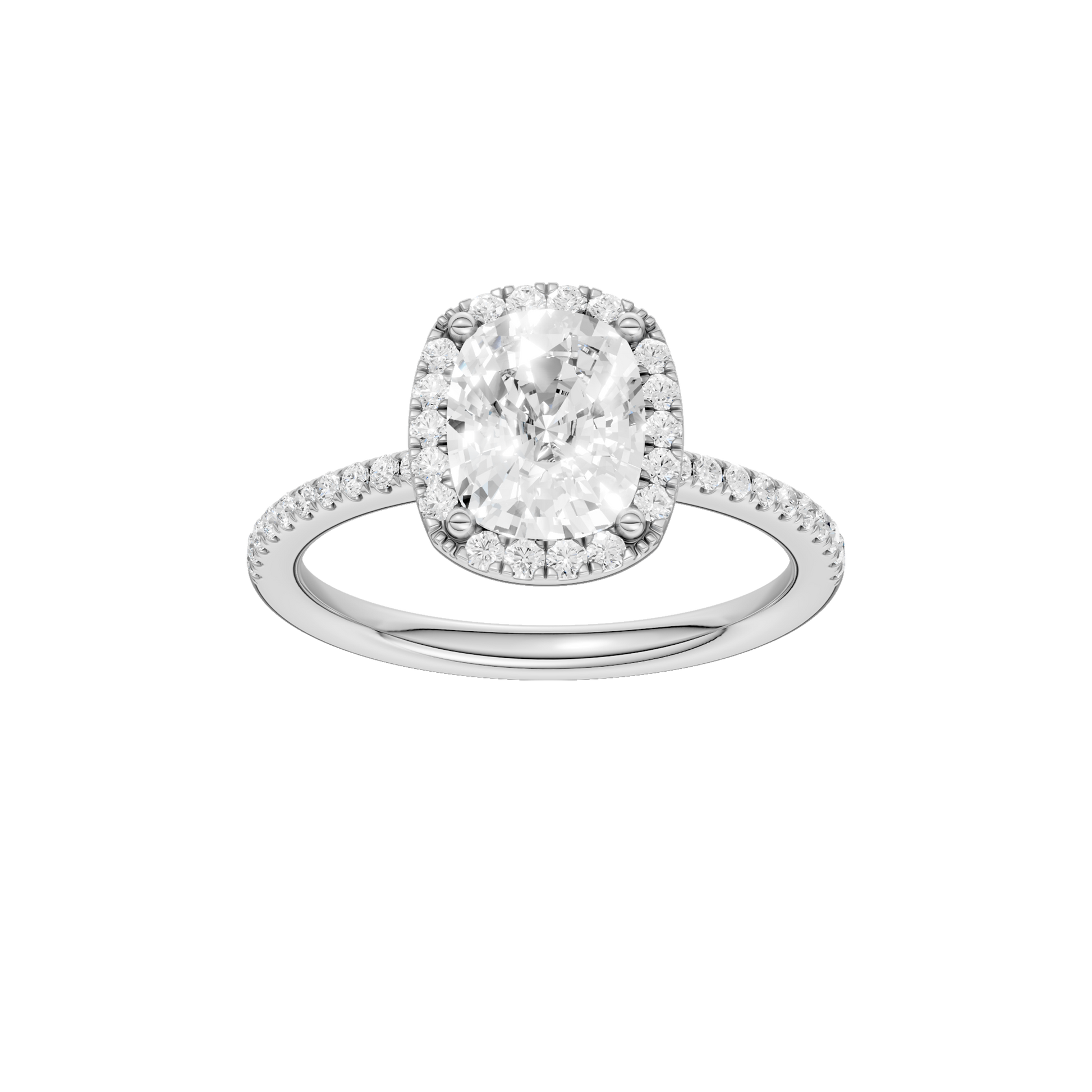 Petite Halo Peg Head Engagement Ring(Elongated Cushion)
