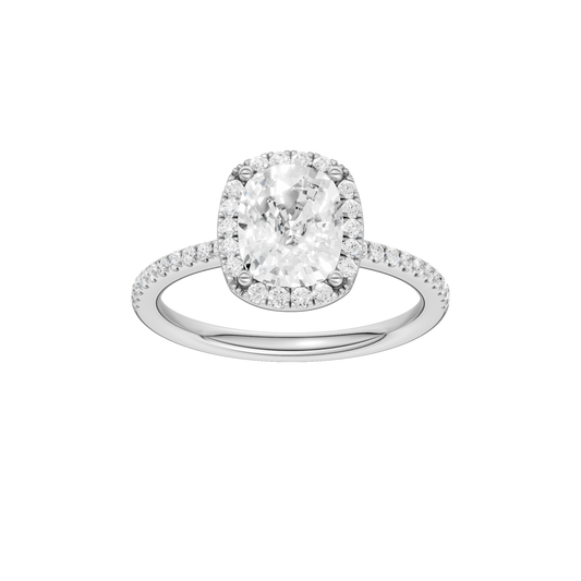Petite Halo Peg Head Engagement Ring(Elongated Cushion)