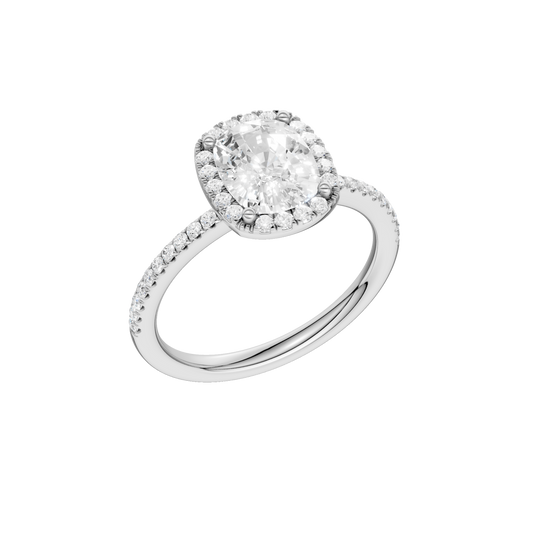 Petite Halo Peg Head Engagement Ring(Elongated Cushion)