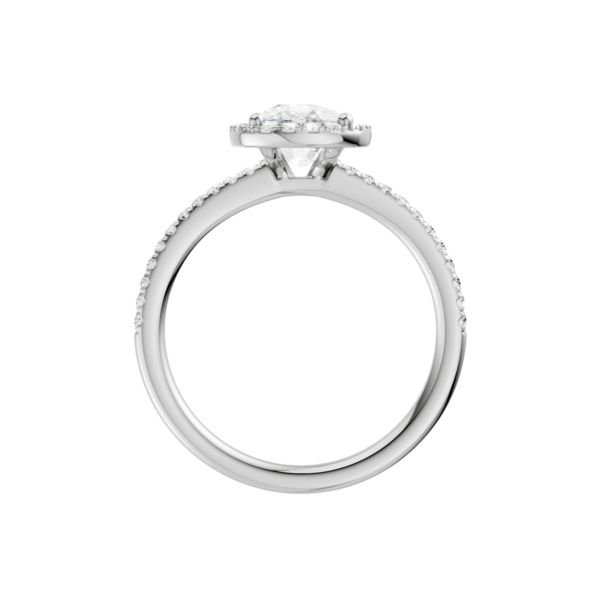 Petite Halo Peg Head Engagement Ring(Elongated Cushion)