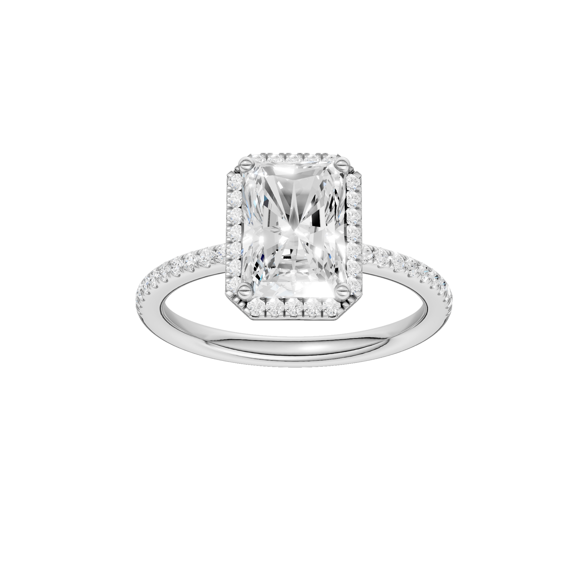 Petite Halo Peg Head Engagement Ring(Radiant)