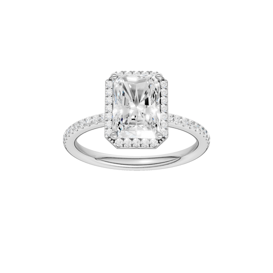 Petite Halo Peg Head Engagement Ring(Radiant)