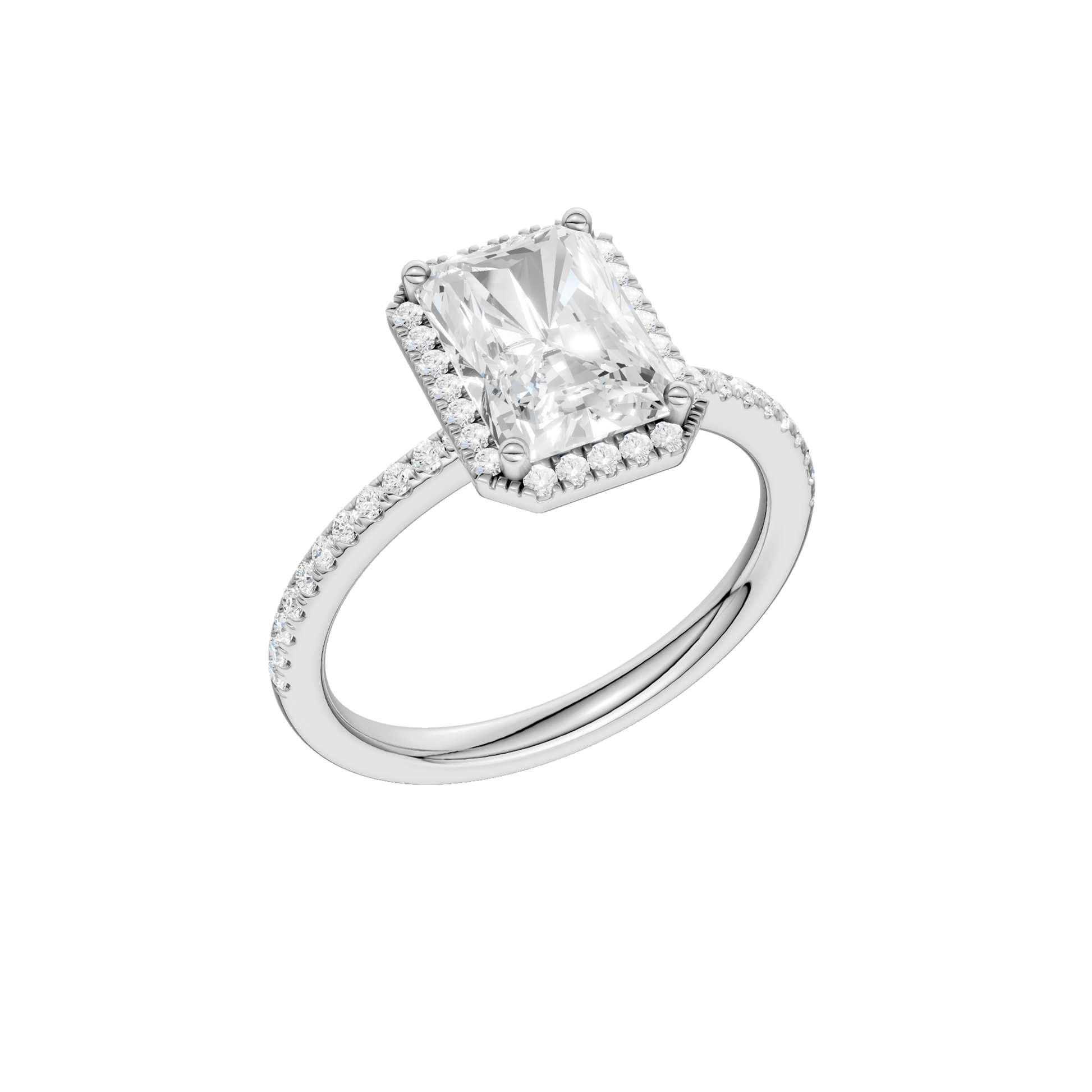 Petite Halo Peg Head Engagement Ring(Radiant)