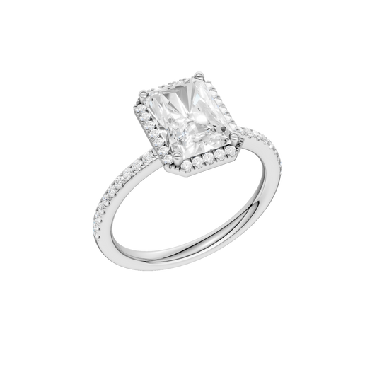 Petite Halo Peg Head Engagement Ring(Radiant)