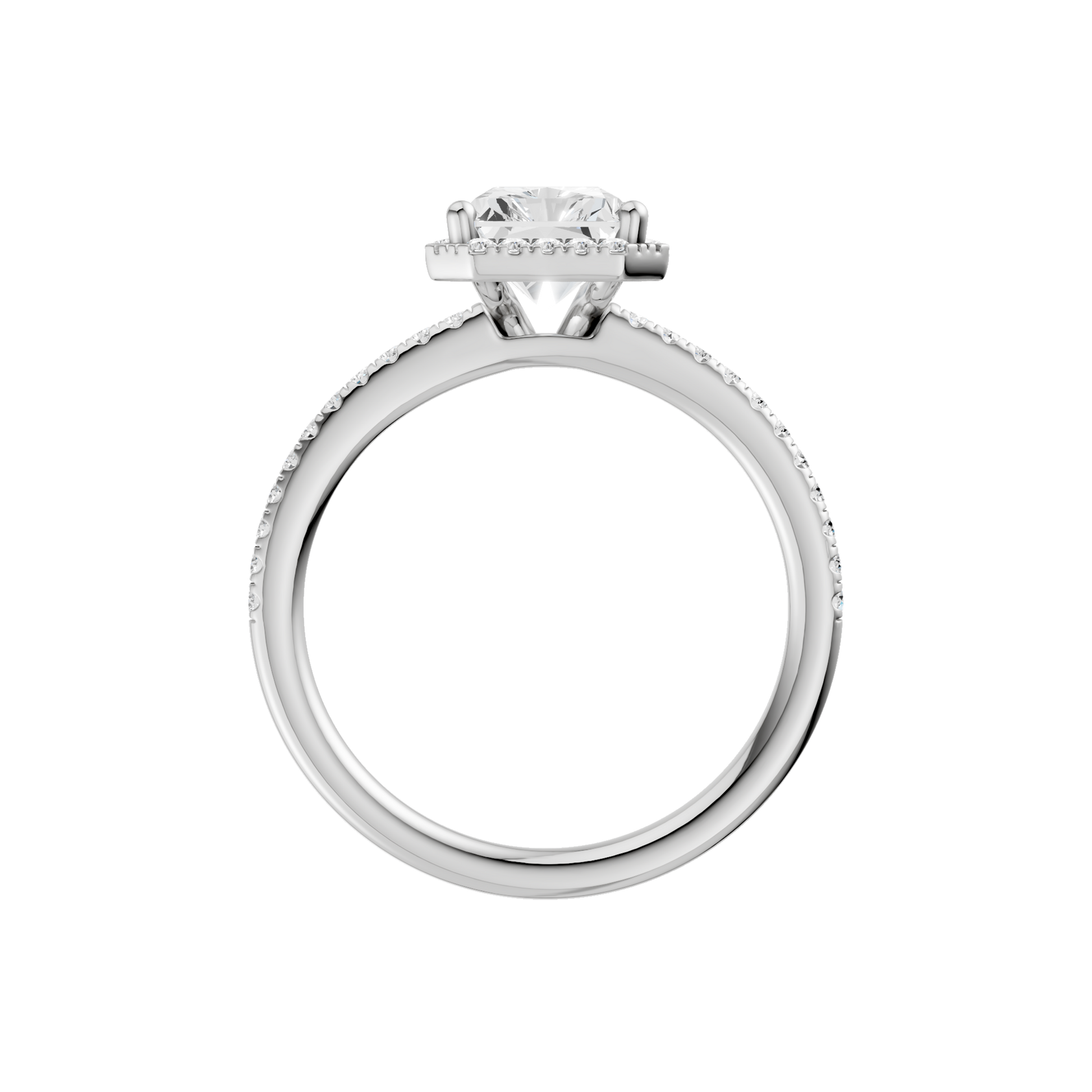 Petite Halo Peg Head Engagement Ring(Radiant)