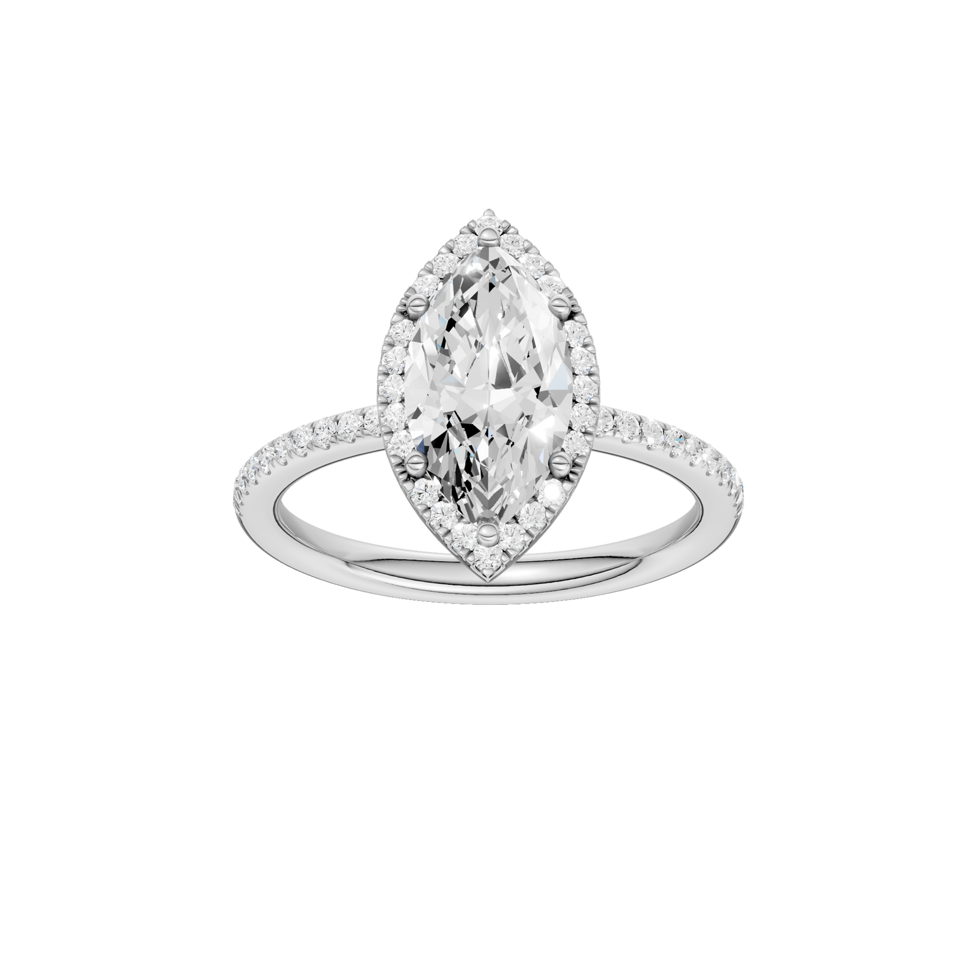 Petite Halo Peg Head Engagement Ring(Marquise)