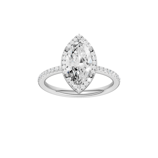Petite Halo Peg Head Engagement Ring(Marquise)