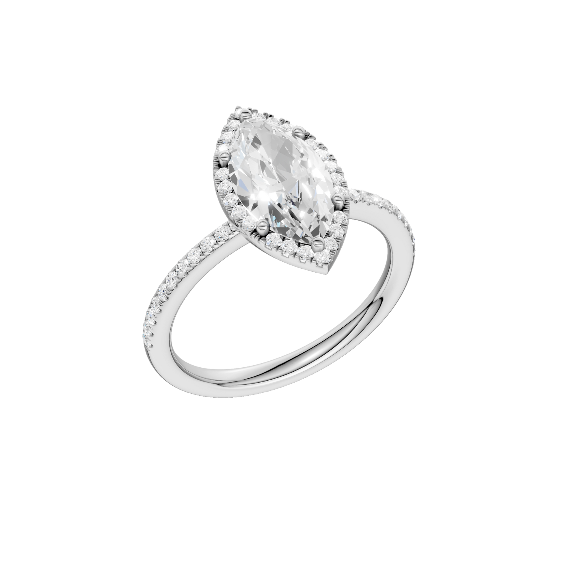 Petite Halo Peg Head Engagement Ring(Marquise)