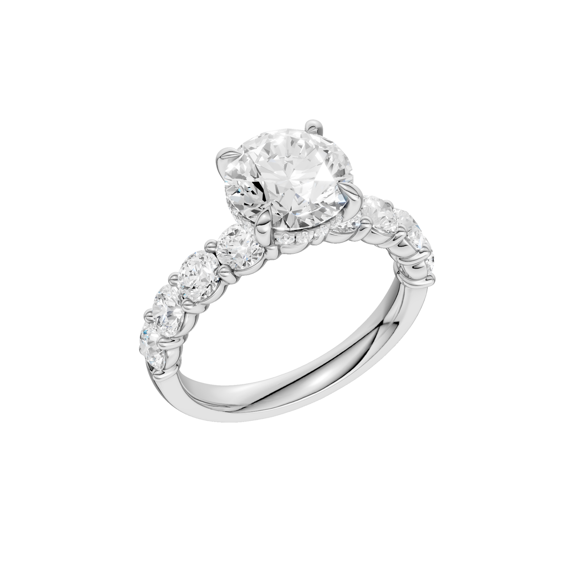 Semi Eternity Engagement Ring(Round)