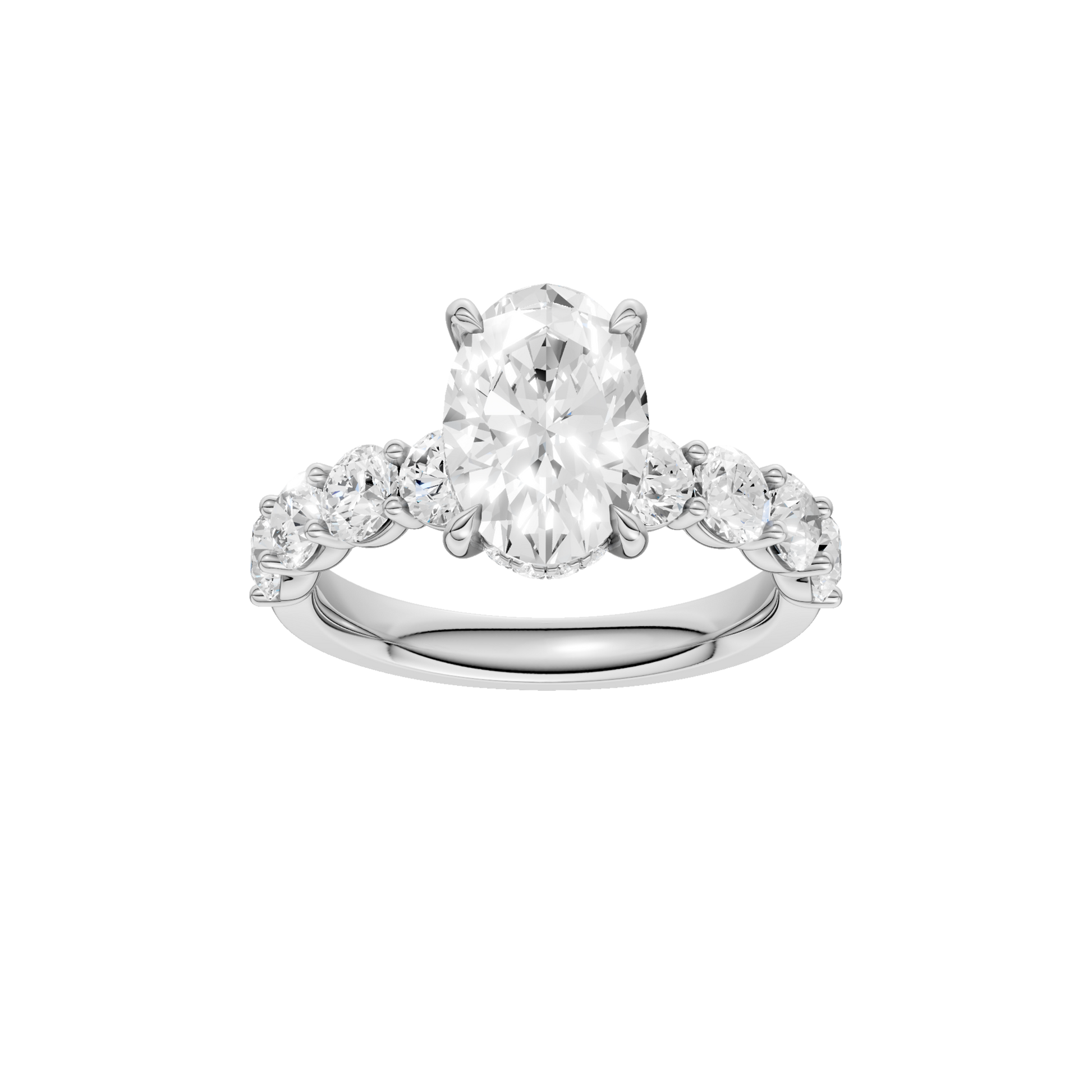Semi Eternity Engagement Ring(Oval)