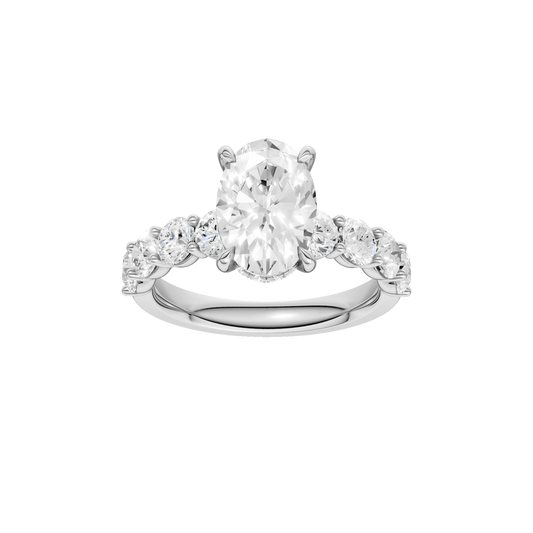 Semi Eternity Engagement Ring(Oval)