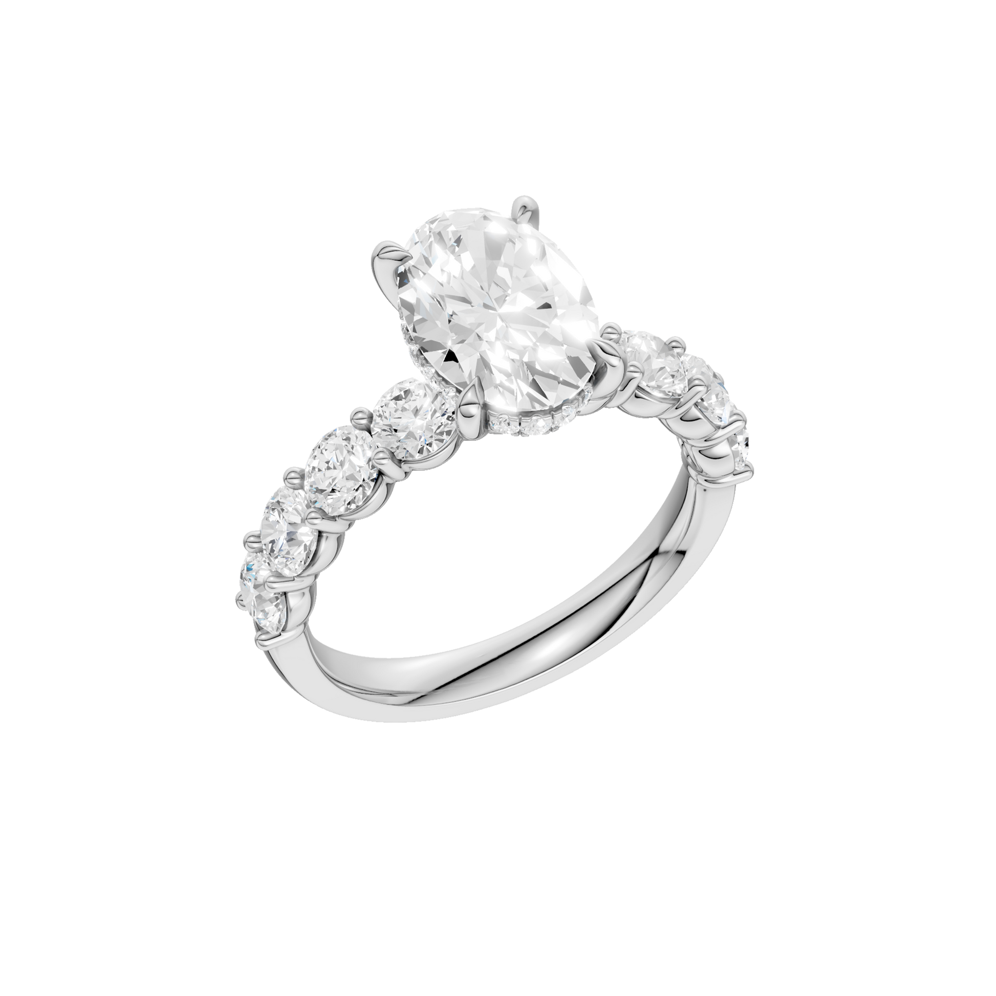 Semi Eternity Engagement Ring(Oval)