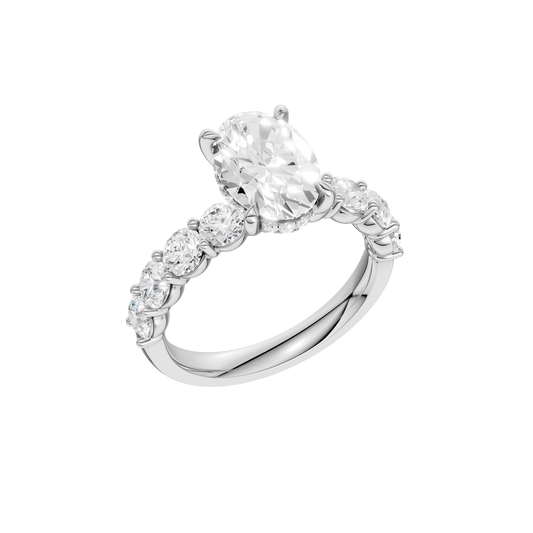 Semi Eternity Engagement Ring(Oval)