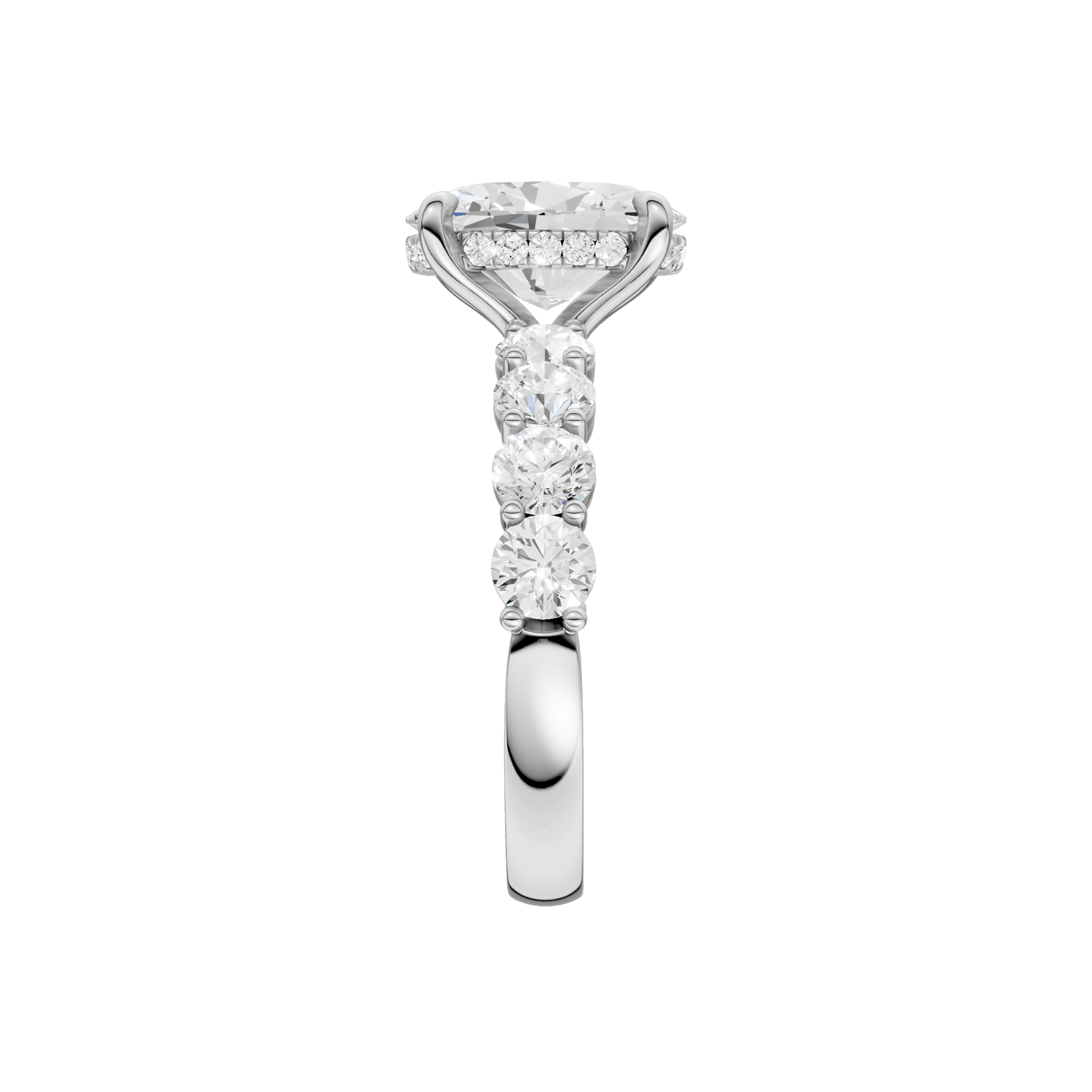 Semi Eternity Engagement Ring(Oval)