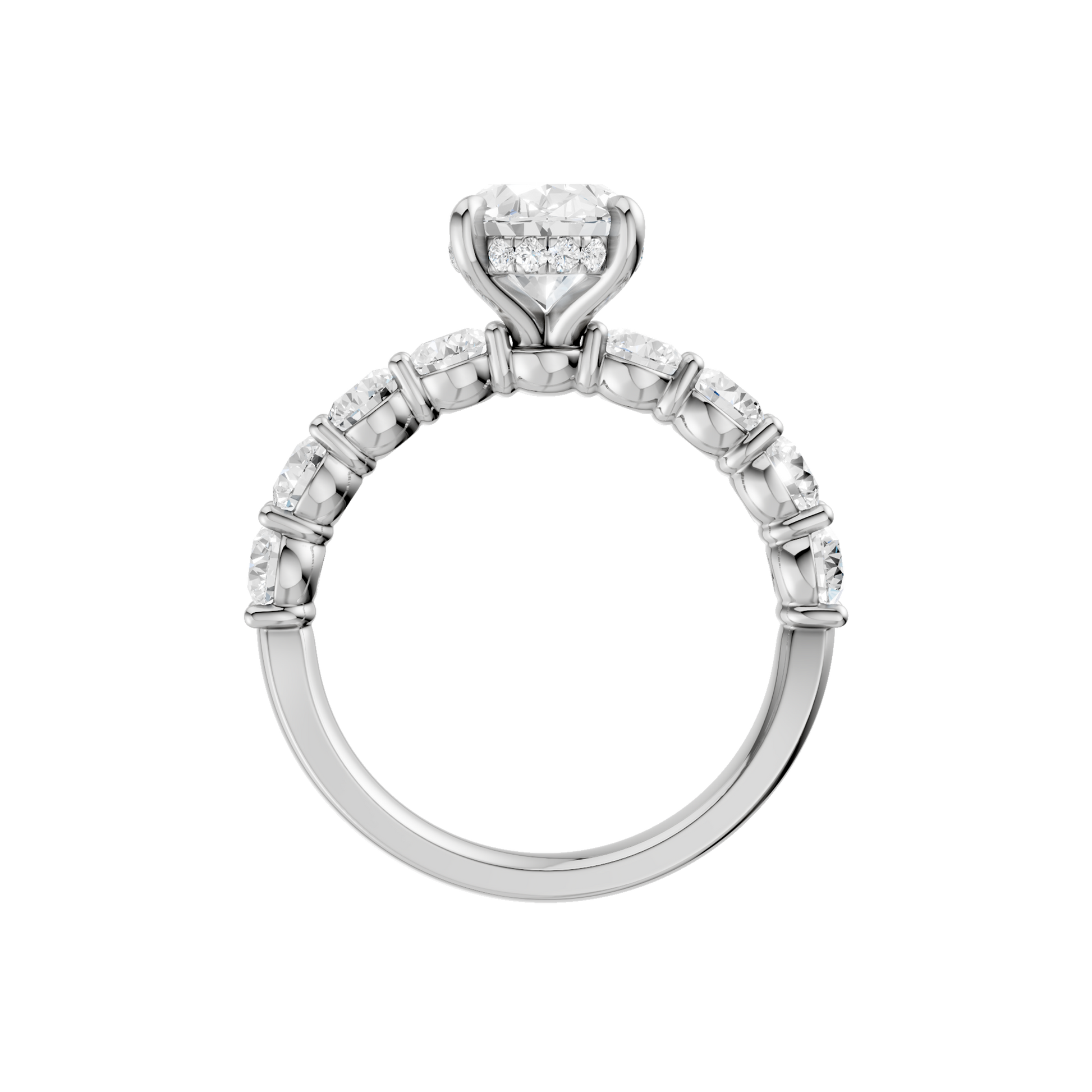 Semi Eternity Engagement Ring(Oval)