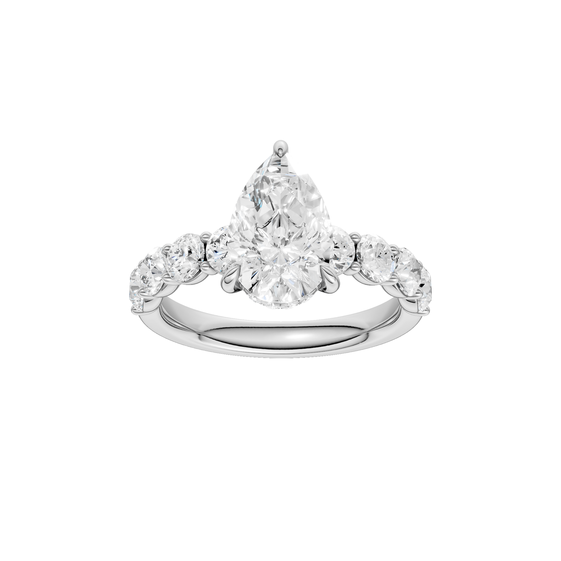 Semi Eternity Engagement Ring(Pear)