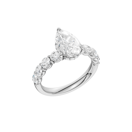 Semi Eternity Engagement Ring(Pear)