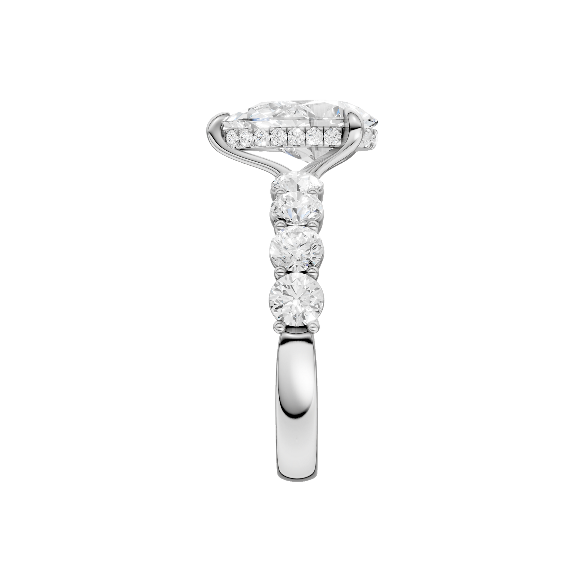 Semi Eternity Engagement Ring(Pear)