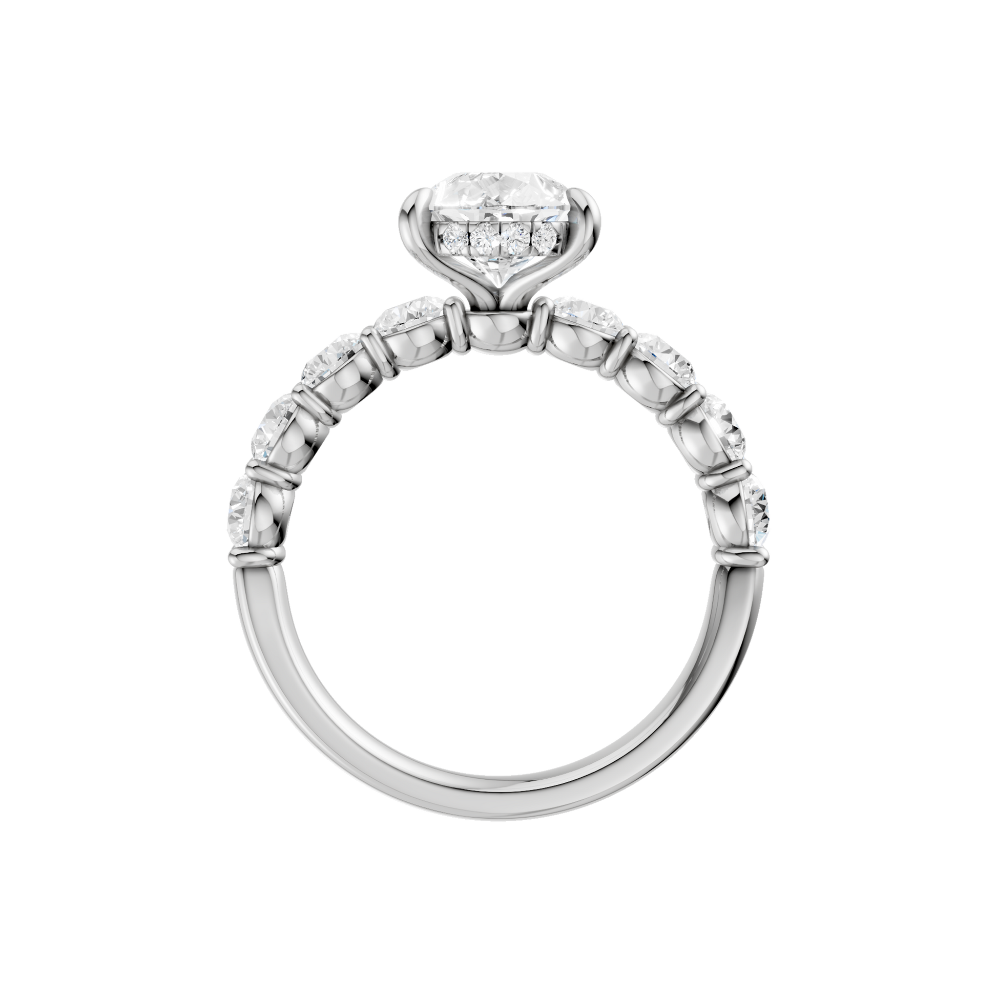 Semi Eternity Engagement Ring(Pear)