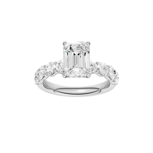 Semi Eternity Engagement Ring(Emerald)