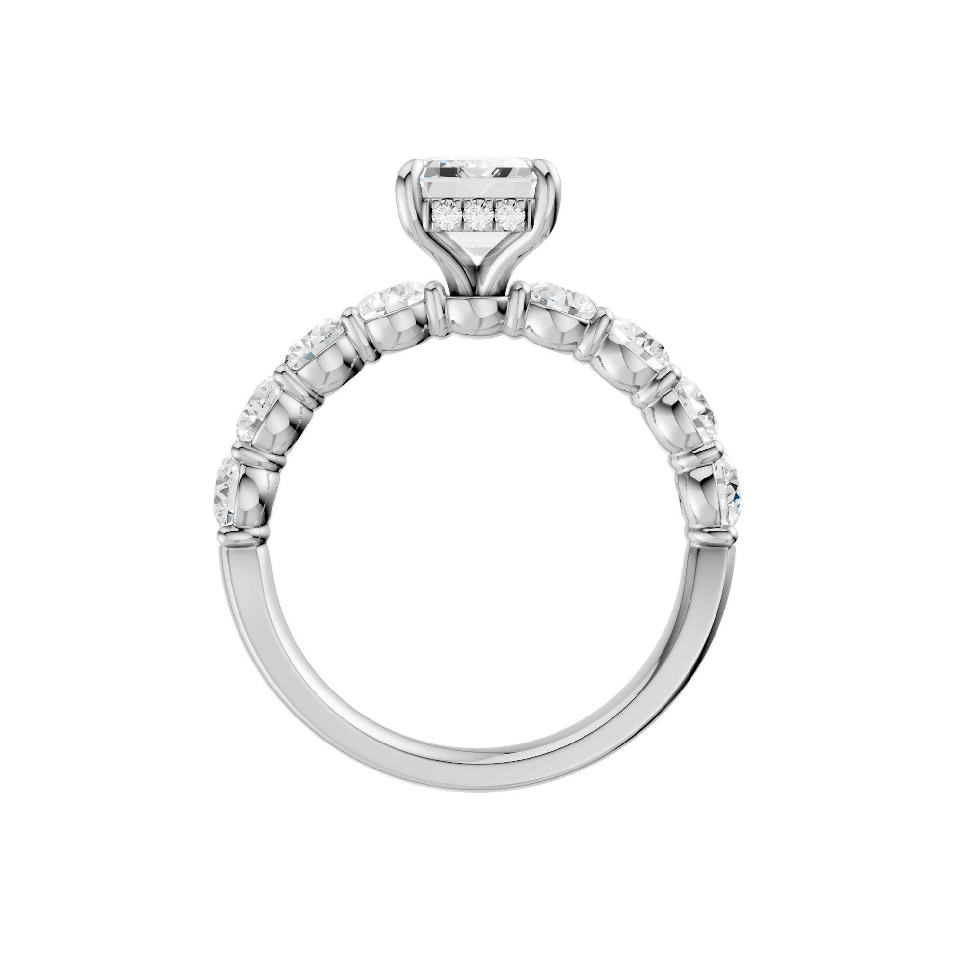Semi Eternity Engagement Ring(Emerald)