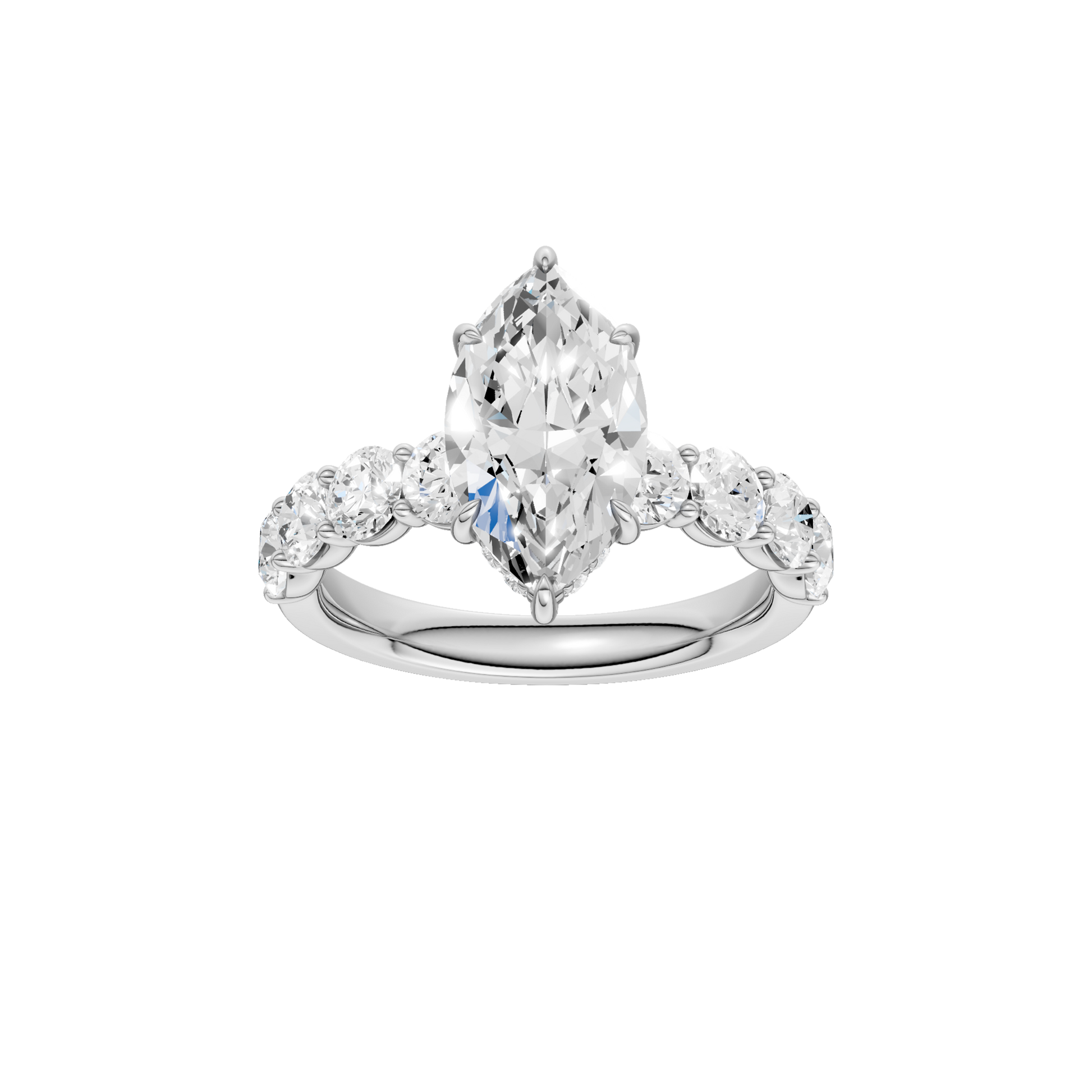 Semi Eternity Engagement Ring(Marquise)
