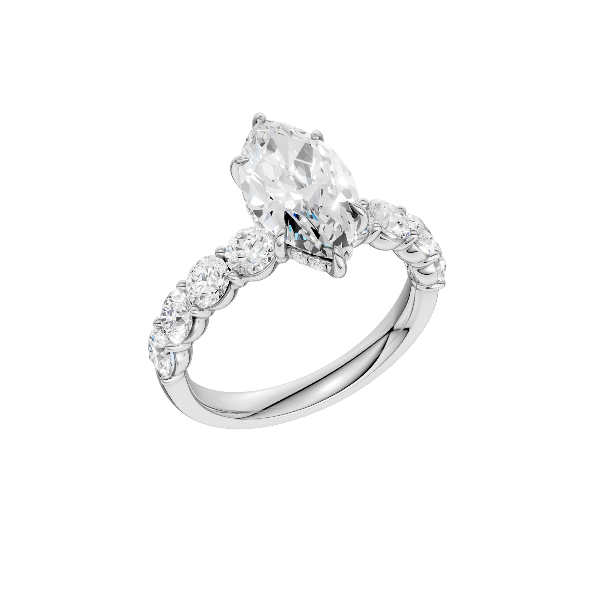 Semi Eternity Engagement Ring(Marquise)