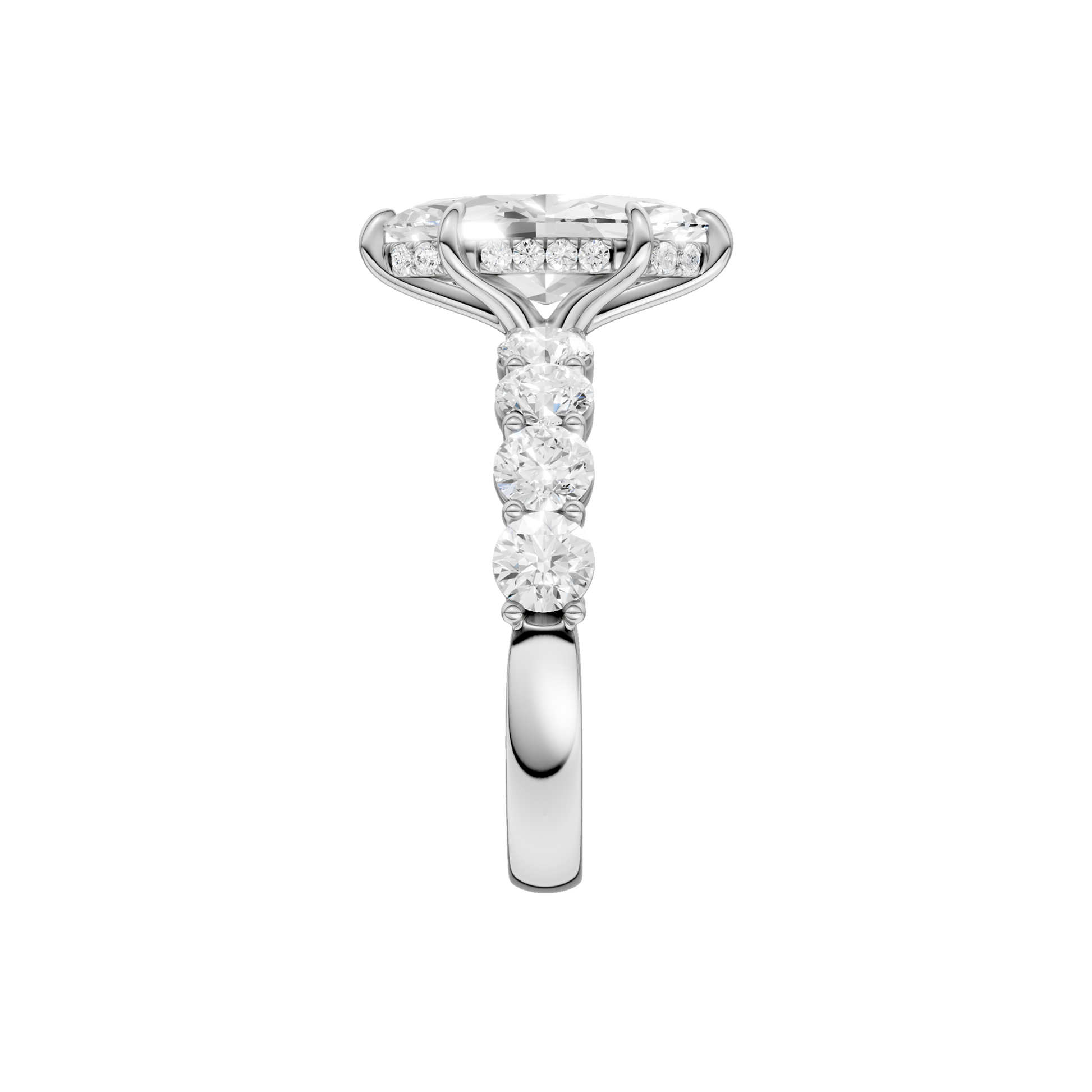 Semi Eternity Engagement Ring(Marquise)