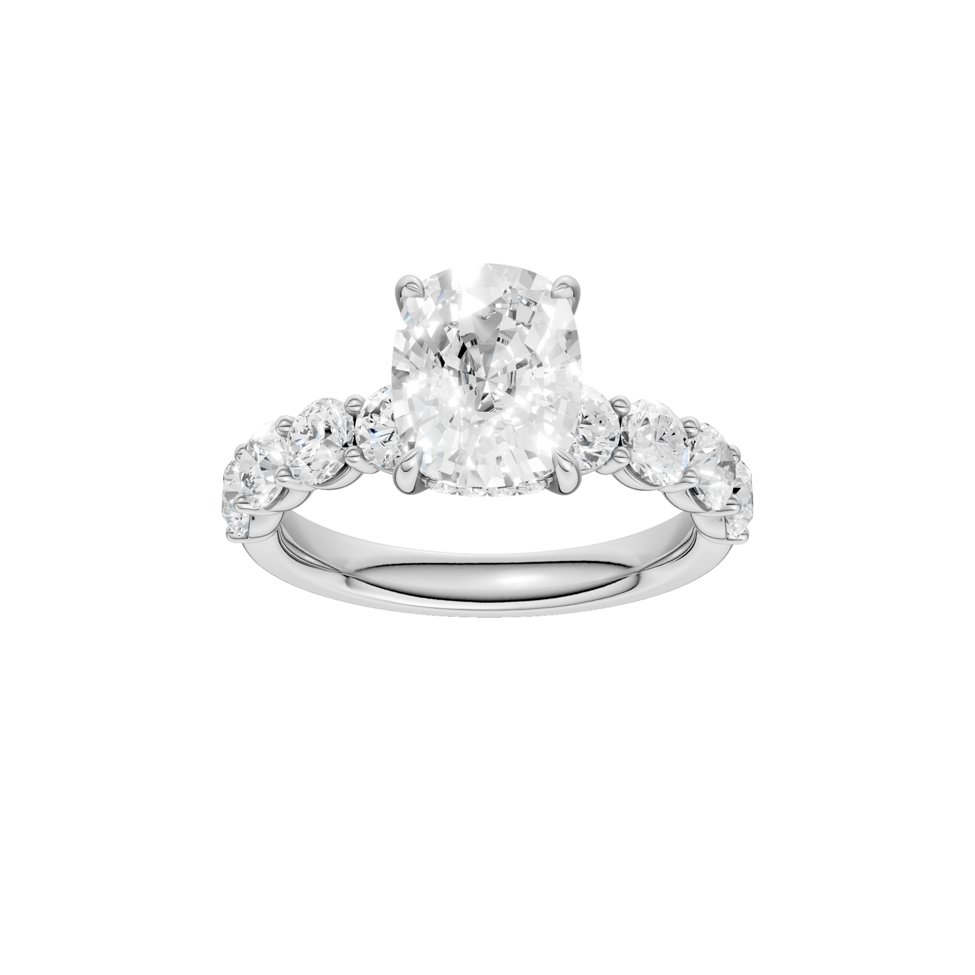 Semi Eternity Engagement Ring(Elongated Cushion)