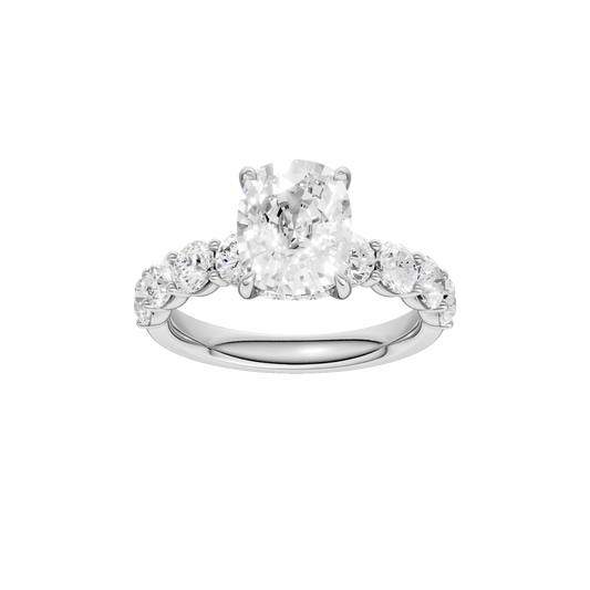 Semi Eternity Engagement Ring(Elongated Cushion)