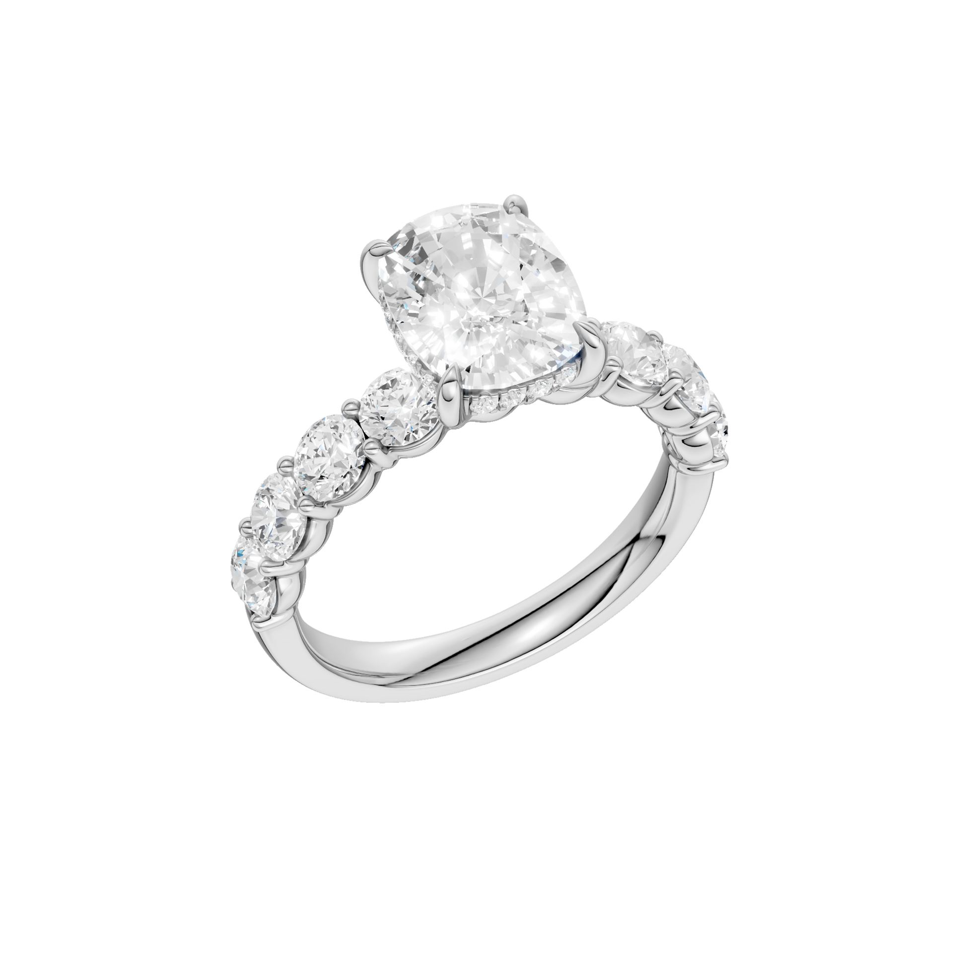 Semi Eternity Engagement Ring(Elongated Cushion)