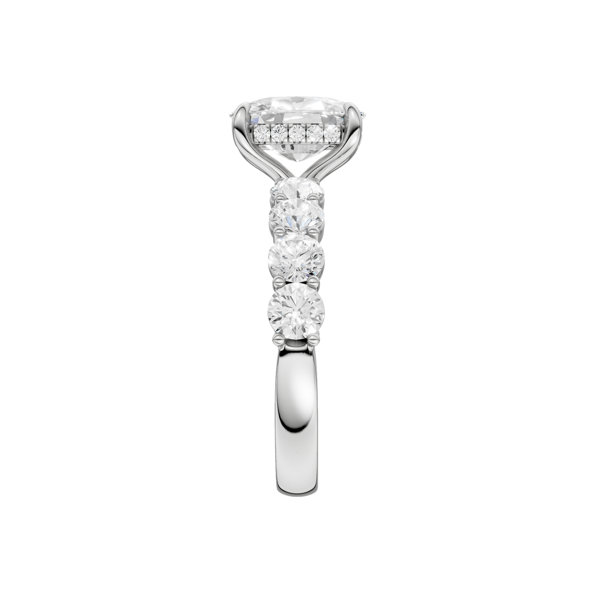 Semi Eternity Engagement Ring(Elongated Cushion)