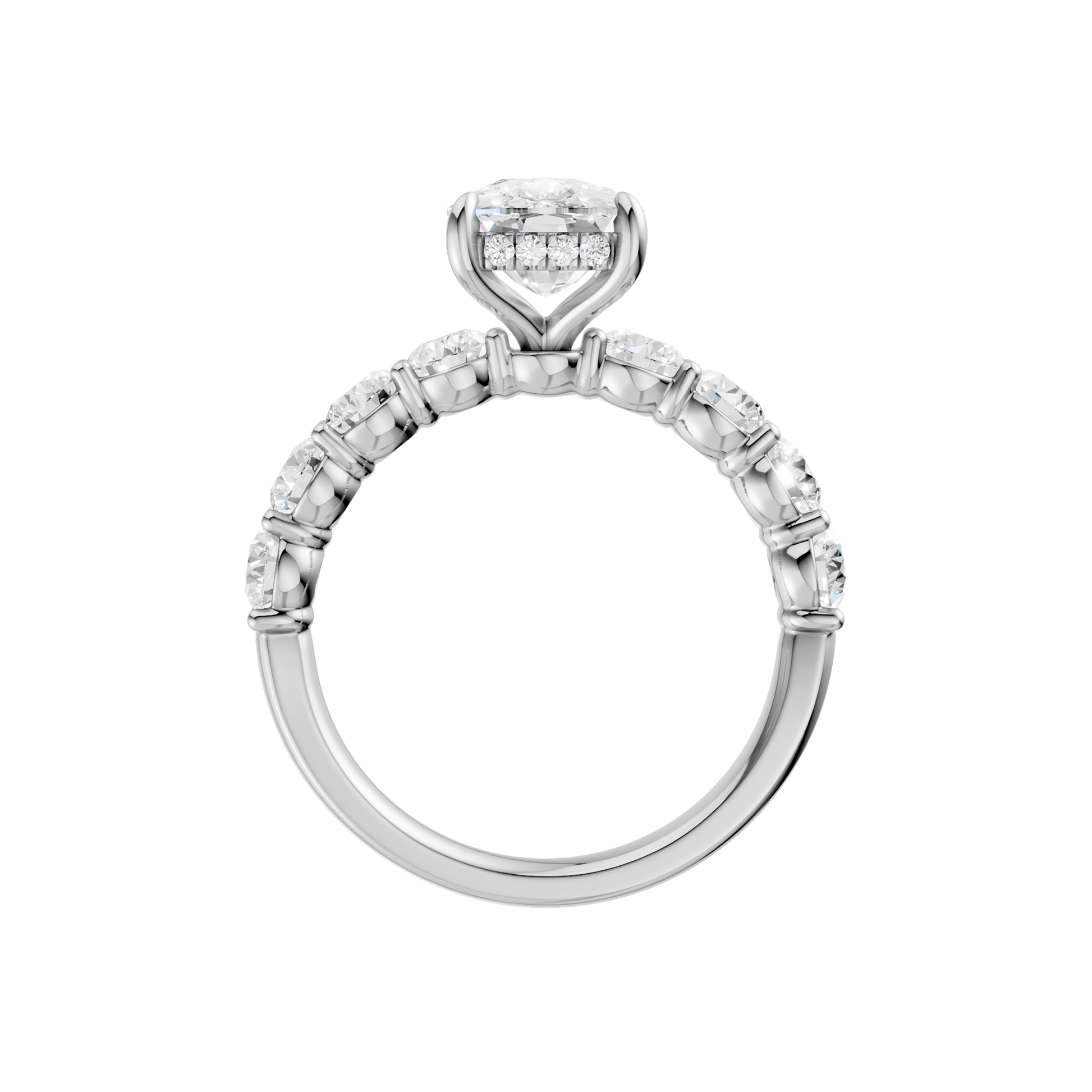 Semi Eternity Engagement Ring(Elongated Cushion)