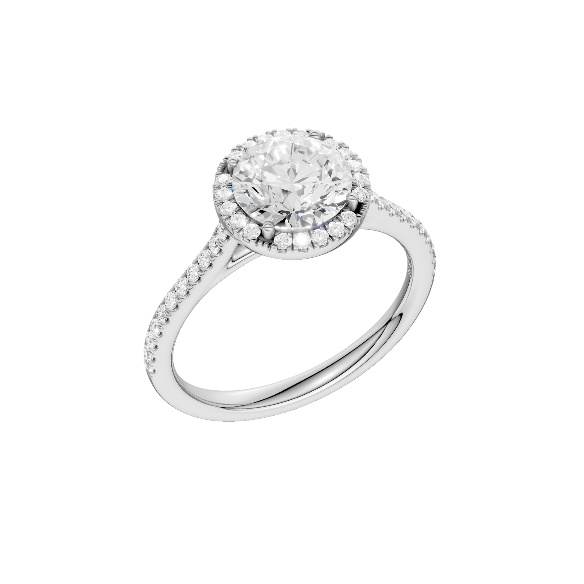 Petite Halo Cathedral Engagement Ring(Round)