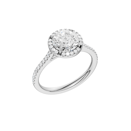 Petite Halo Cathedral Engagement Ring(Round)