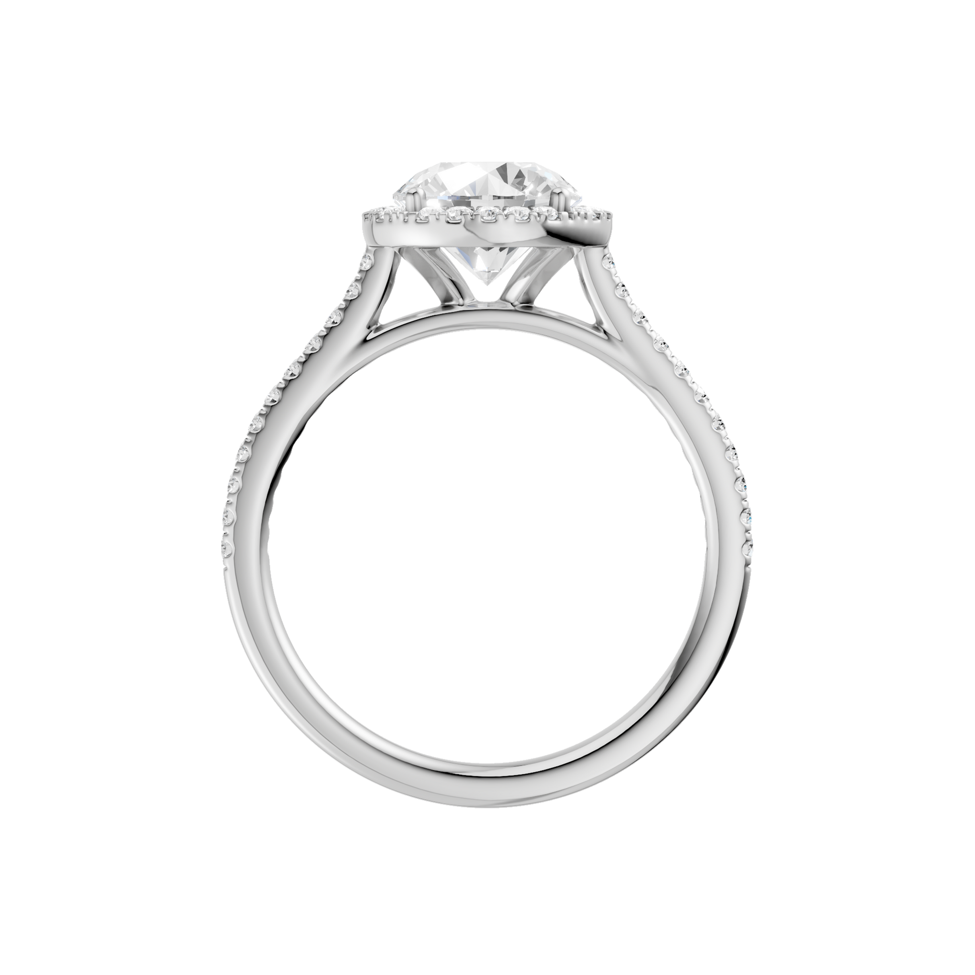 Petite Halo Cathedral Engagement Ring(Round)
