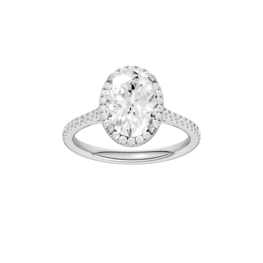 Petite Halo Cathedral Engagement Ring(Oval)